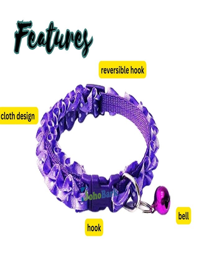 BohoBark Sweet Flower Design Dog Collars Puppy Necklace with Bell Charm for Small Dogs -Purple - Image 3